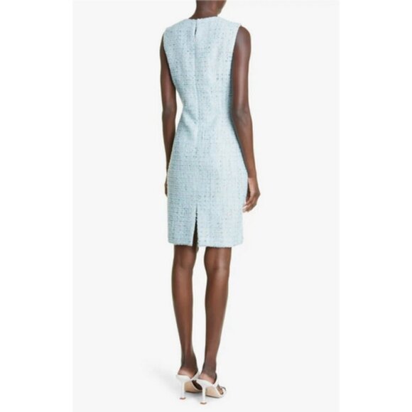 💕ST JOHN💕 Sequin Tweed Knit Sheath Dress ~ Aqua 14 NWOT - Picture 4 of 16